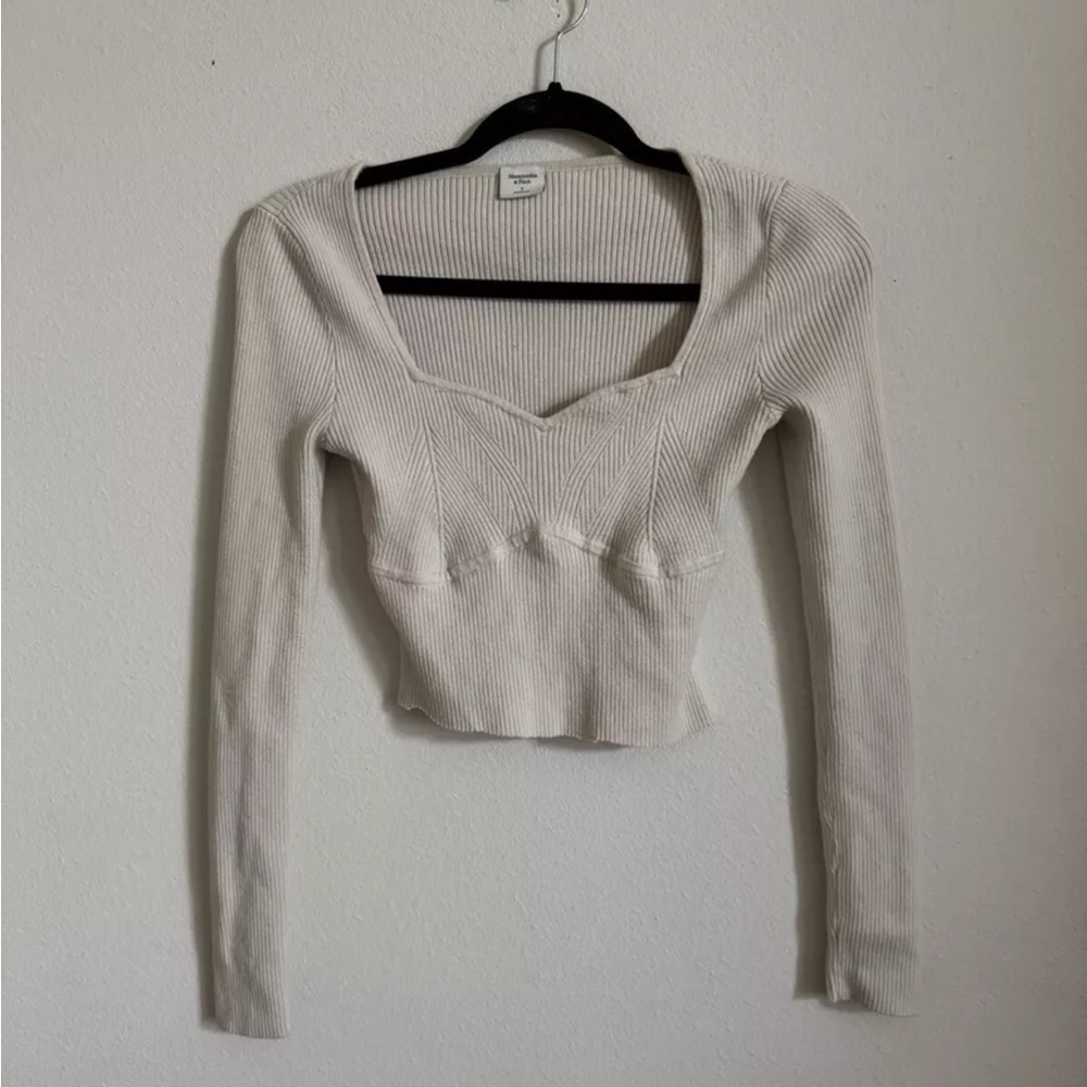 A&F Abercrombie & Fitch Soft AF Collection Off White Ribbed Sweater Women’s Sz S